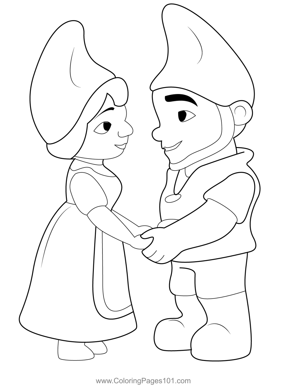 Lovely gnomeo and juliet coloring page for kids