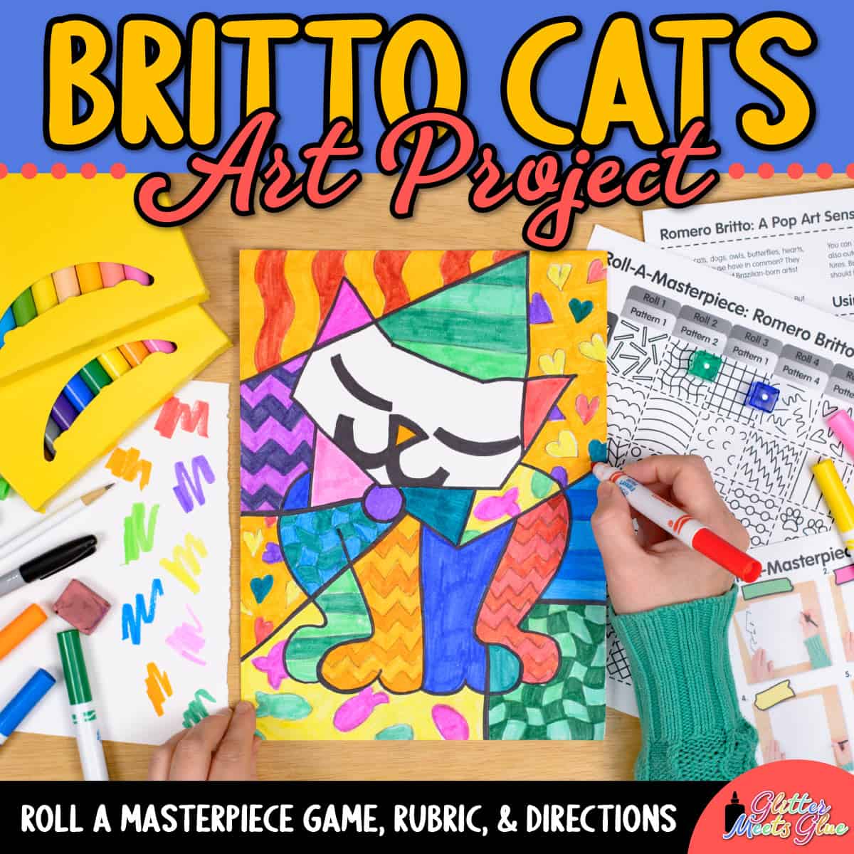 Romero britto cats art game â pop art project for elementary art