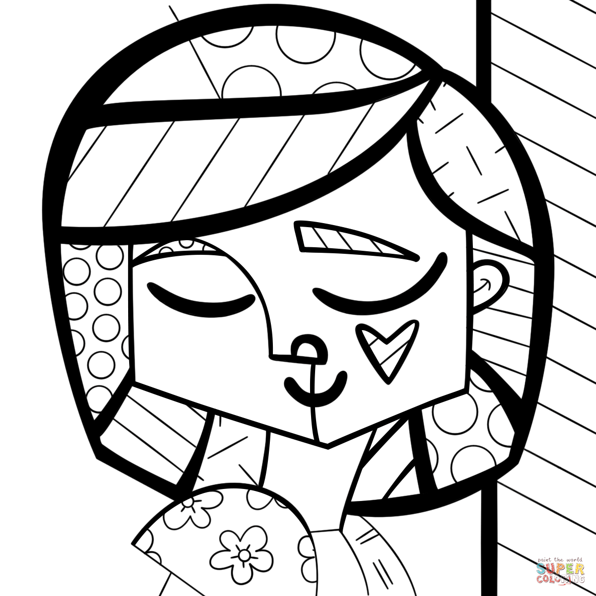 Good girl by romero britto coloring page free printable coloring pages