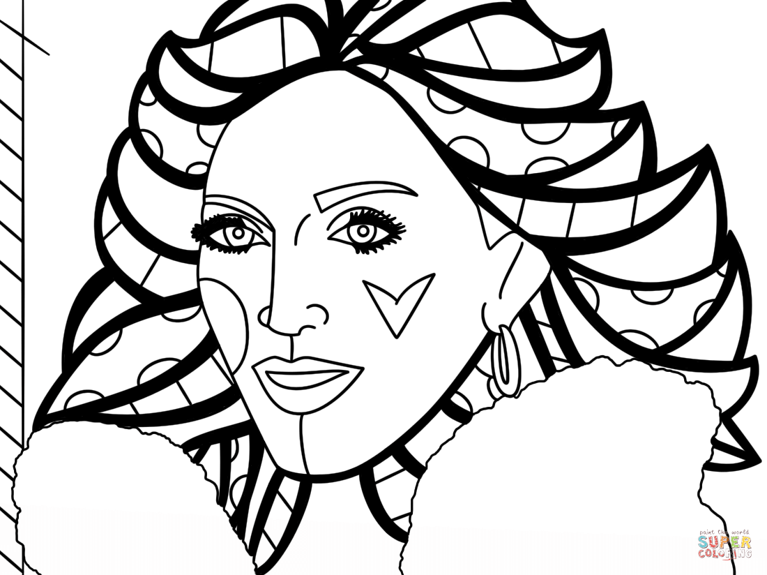 Madonna by romero britto coloring page free printable coloring pages