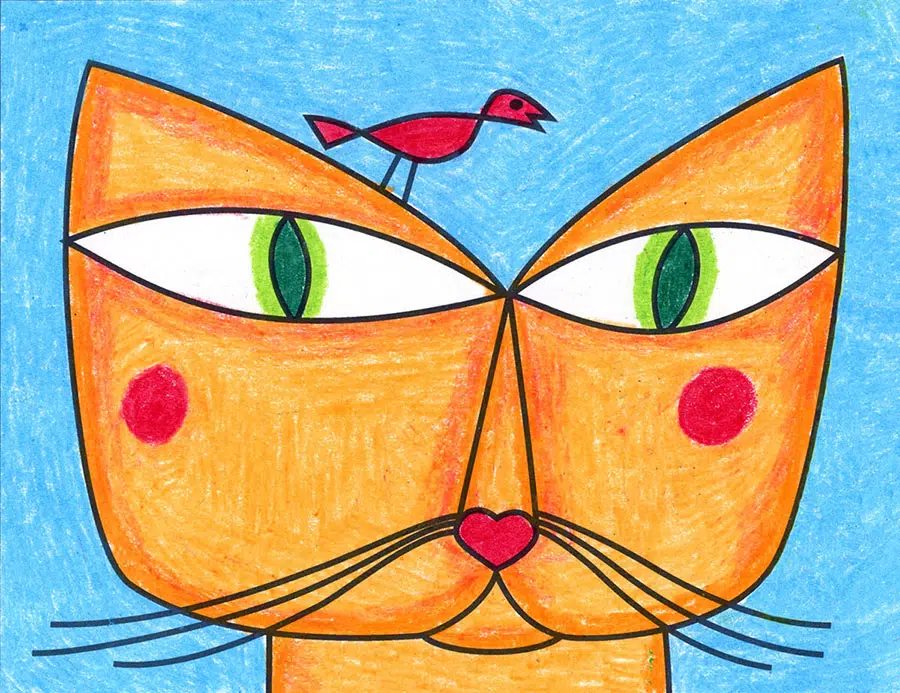 Easy how to draw a romero britto cat britto cat coloring page