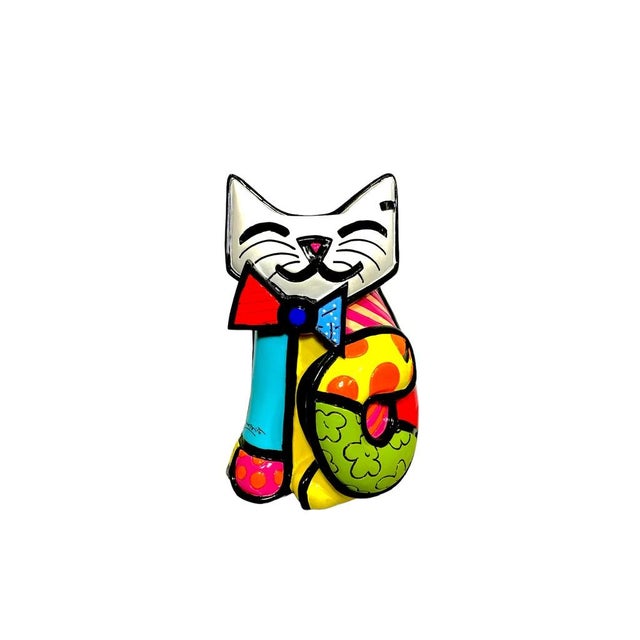 Romero britto cat figure and trinket box