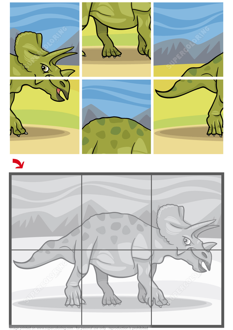 Triceratops dinosaur jigsaw puzzle free printable puzzle games