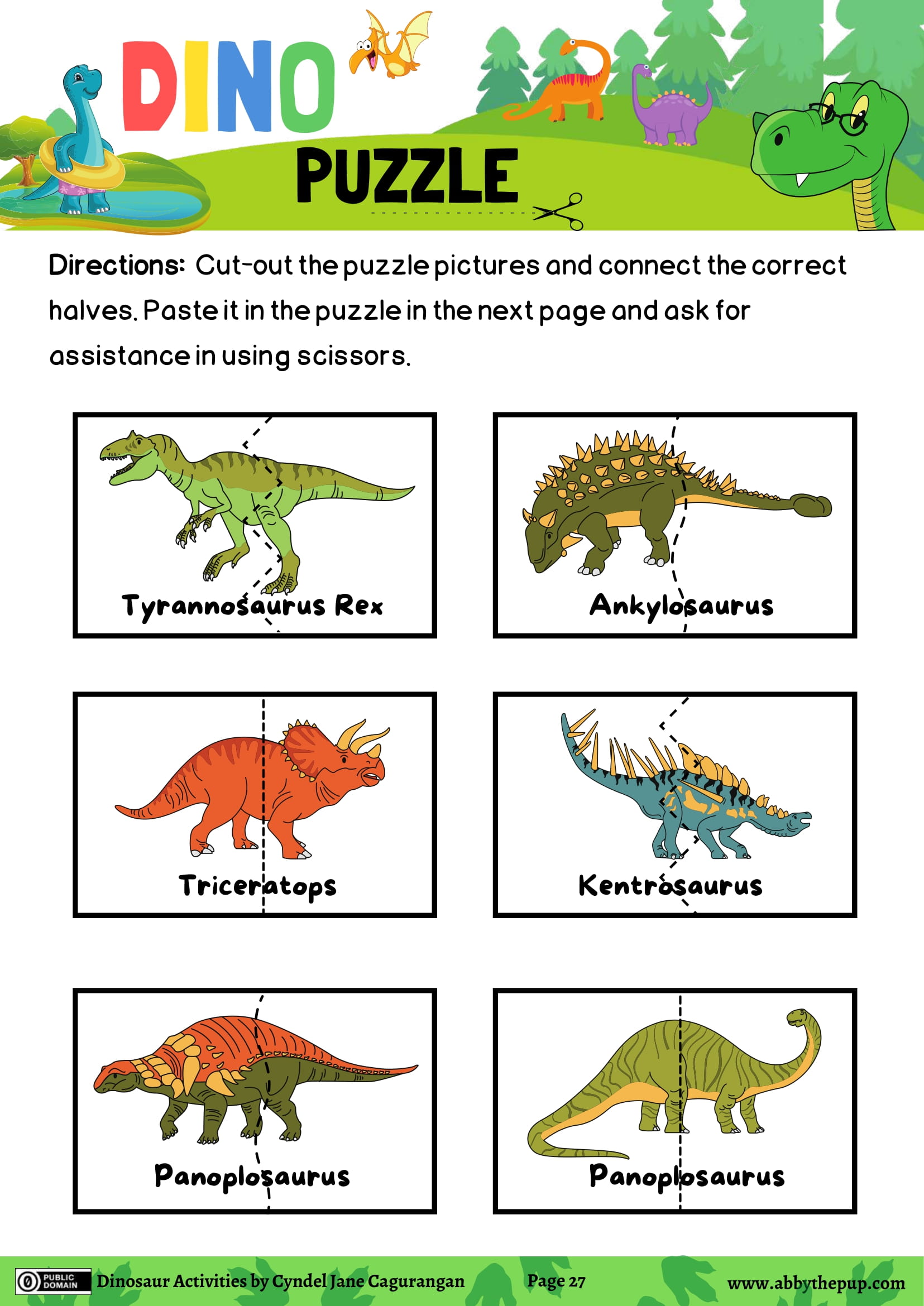 Dinosaur puzzle free printable puzzle games