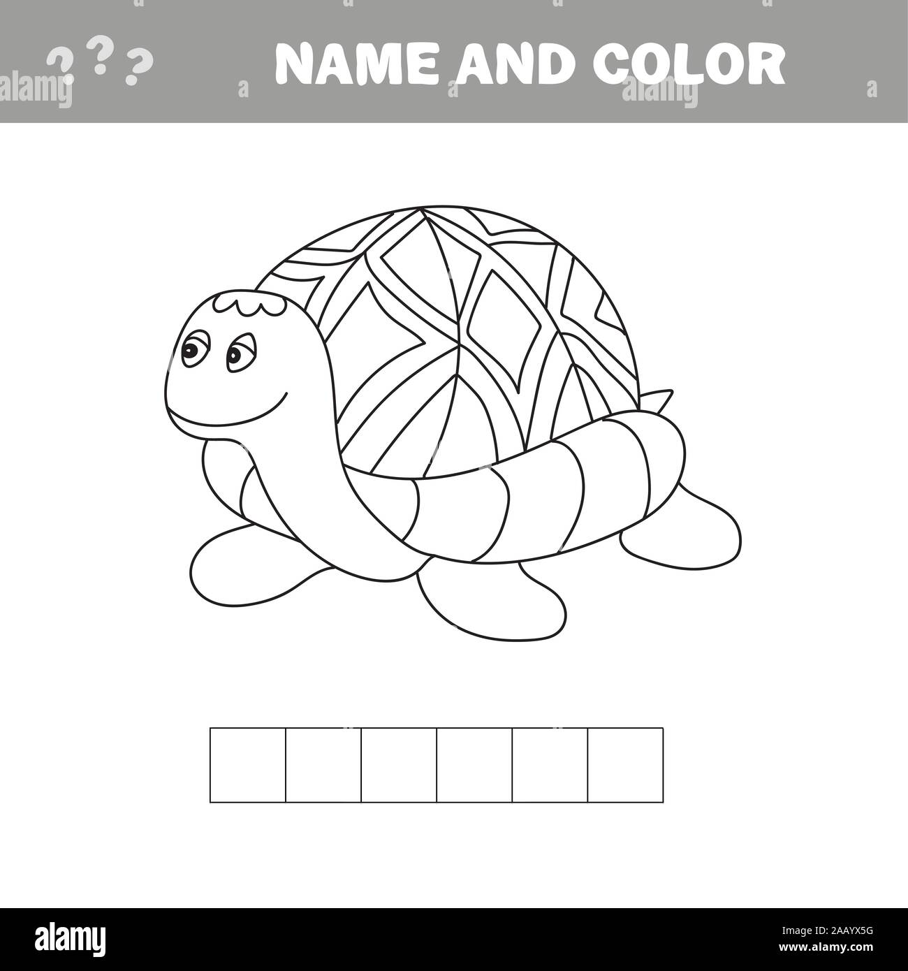 Cartoon turtle outlined vector illustration puzzle for preschool children stock vector image art