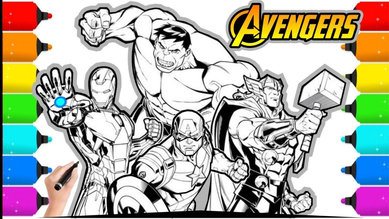 Captain america and avengers team coloring pages drawing painting super heroes coloring pages