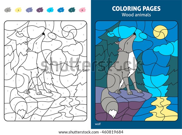 Wood animals coloring page kids wolf stock vector royalty free