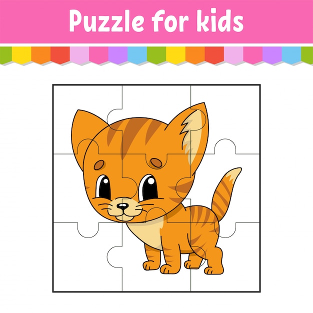 Premium vector puzzle game for kids jigsaw pieces color worksheet