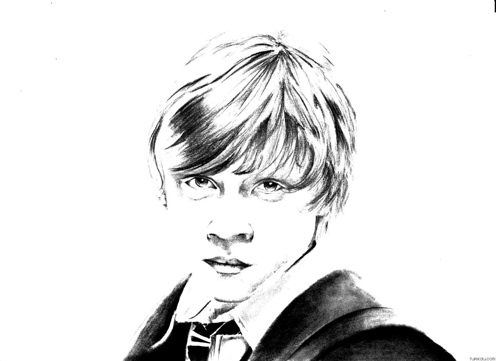 Harry potter realistic ron weasley coloring page