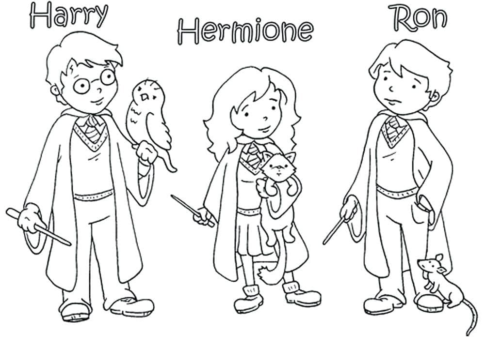 Cute harry potter characters coloring page