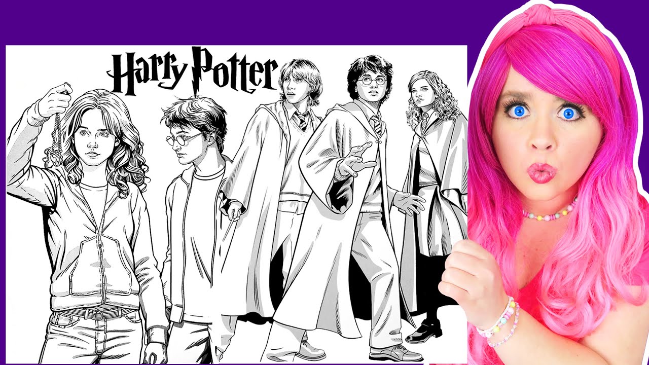 Coloring harry potter friends coloring pages harry potter herione granger and ron weasley