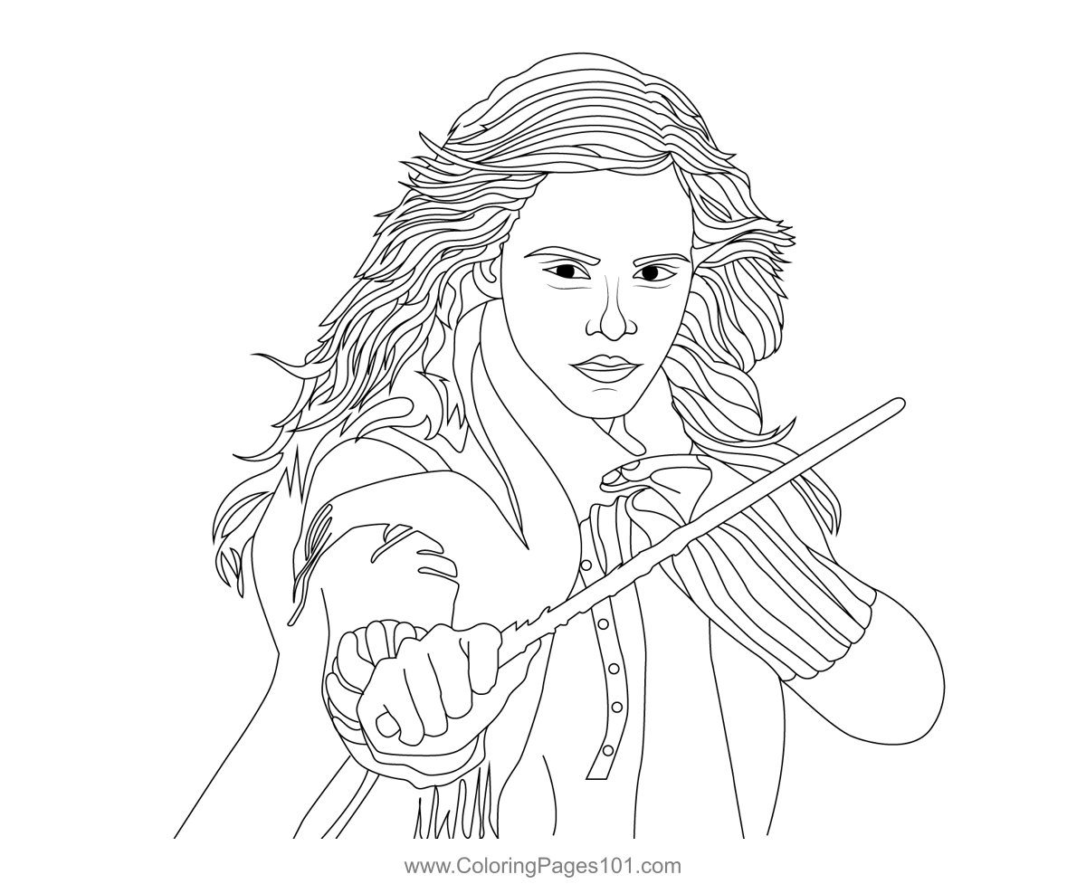 Hermione granger wand harry potter coloring page for kids