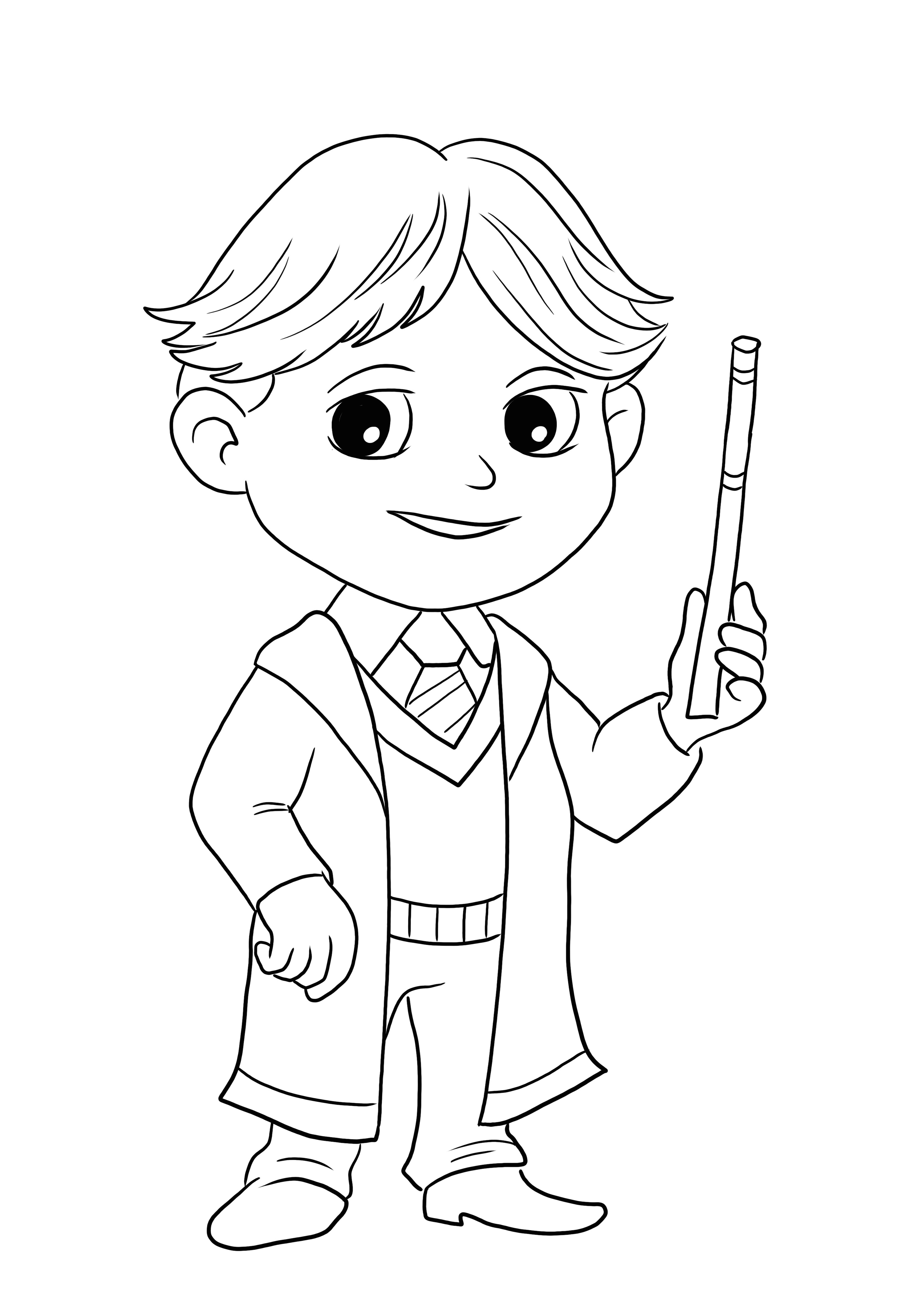 A easy coloring image of ron weasley to print or download and color