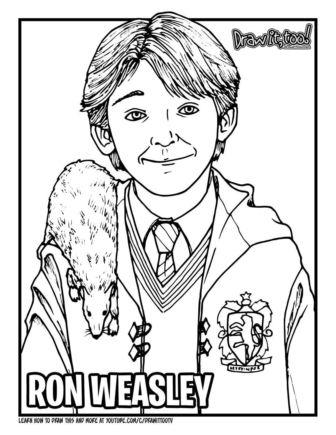 How to draw ron weasley harry potter movie series drawing tutorial