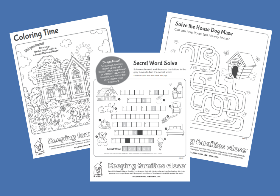 Free printable activities for kids ronald mcdonald house of southwest virginia