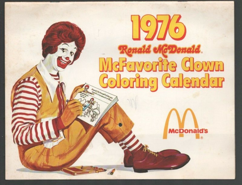 Ronald mcdonald clown coloring calendar