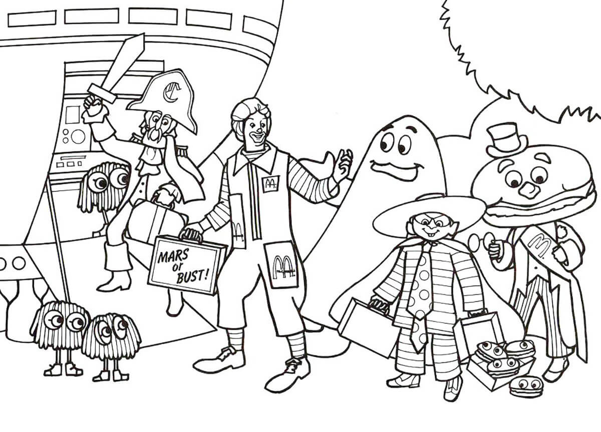 Grimace and ronald mcdonald coloring page