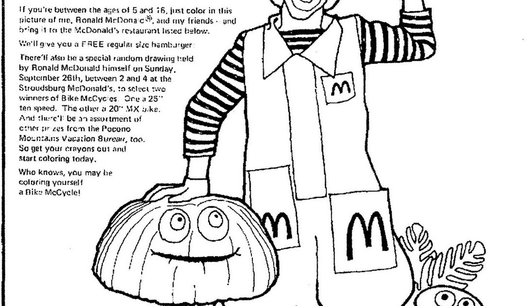 Mostly paper dolls another ronald mcdonald coloring contest