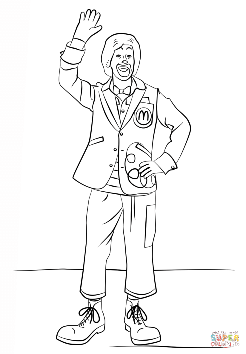 Ronald mcdonald coloring page free printable coloring pages
