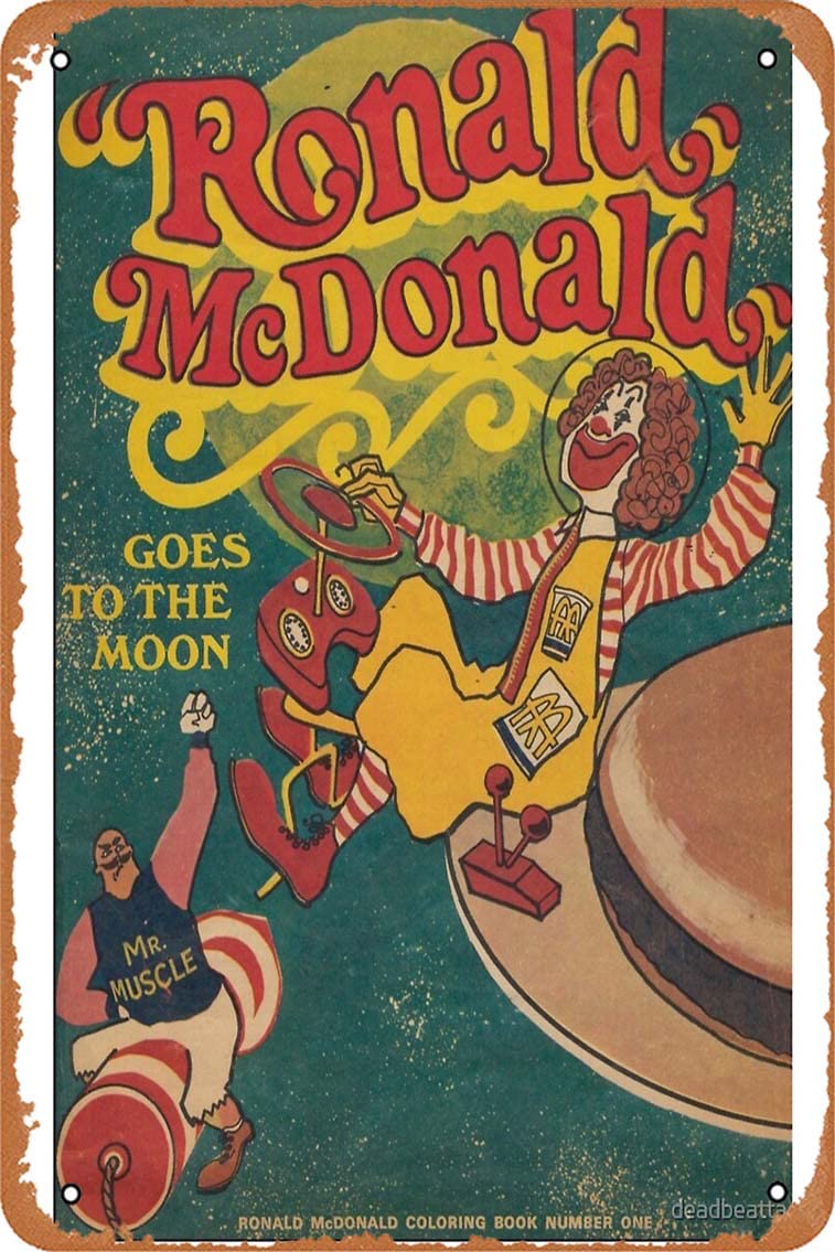 Yzixulet vintage ronald mcdonald poster metal sign retro home decorative vintage tin sign x inch home kitchen