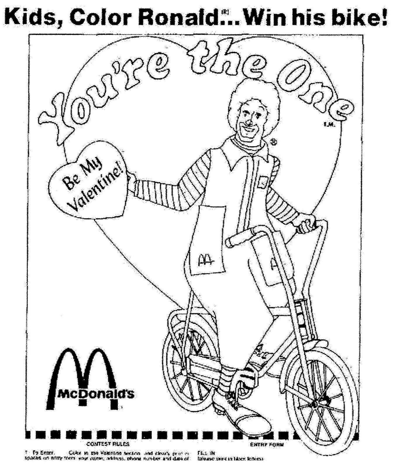 Mostly paper dolls a ronald mcdonald valentine adult coloring book pages coloring contest coloring book pages