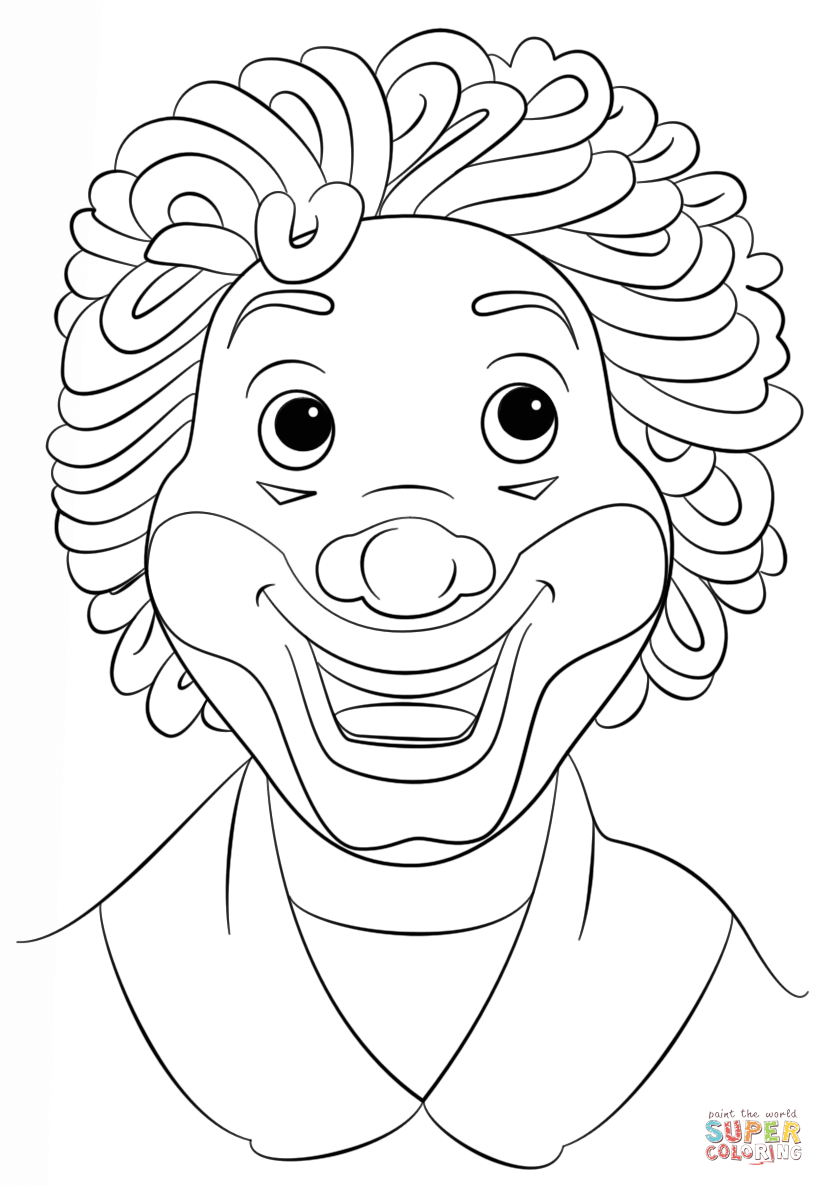 Clown face coloring page free printable coloring pages