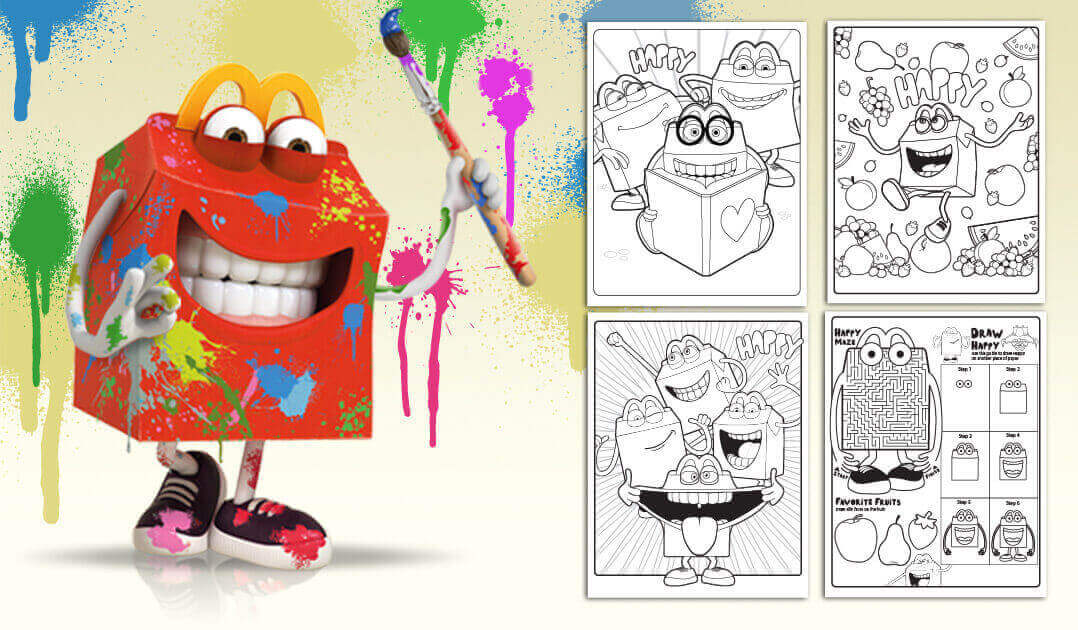 Mcdonalds happy meal coloring pages and activities sheets ronald mcdonald mc happy and books â kids time