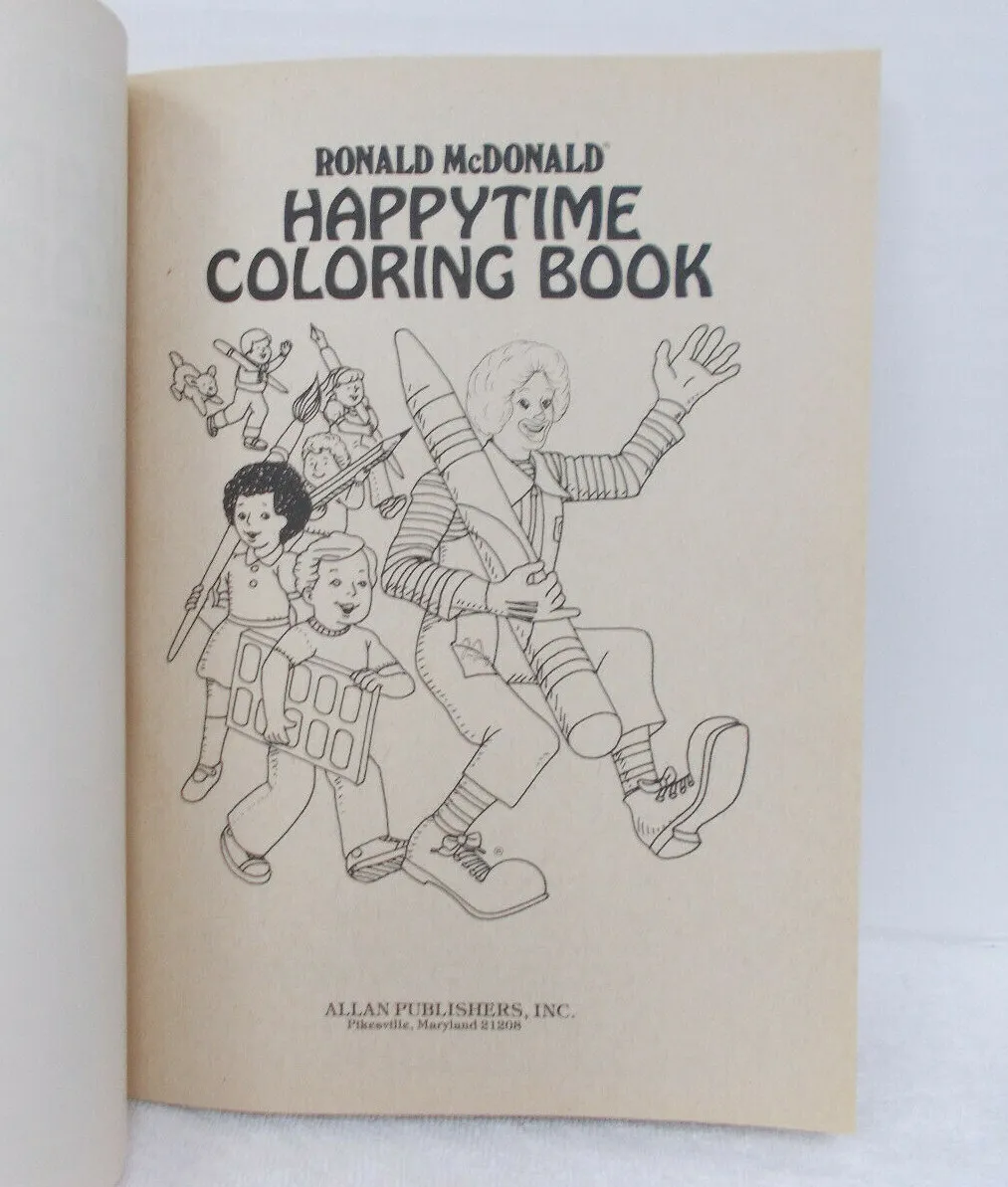 Ronald mcdonald happytime coloring book