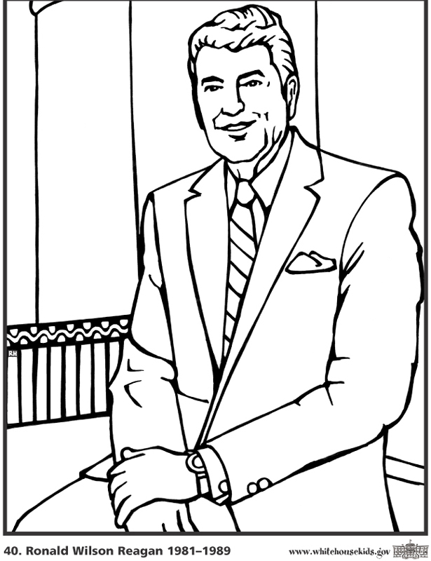 President ronald reagan coloring page