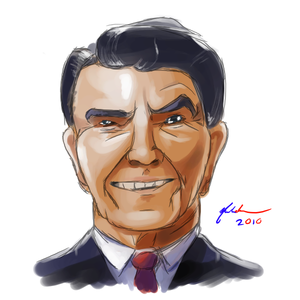 Cartoon ronald reagan by turnthephage on