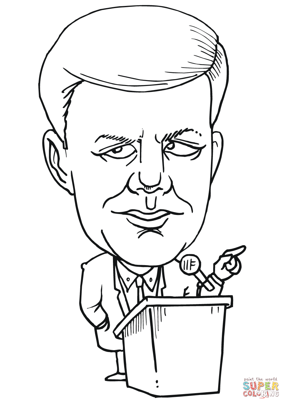 John f kennedy caricature coloring page free printable coloring pages