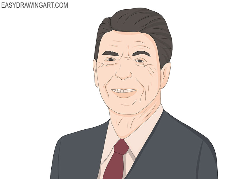 How to draw ronald reagan