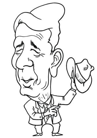 Ronald reagan caricature coloring page free printable coloring pages