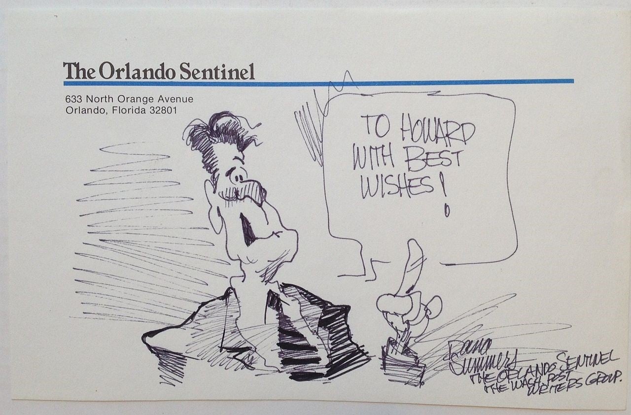 Original signed cartoon of ronald reagan dana summers