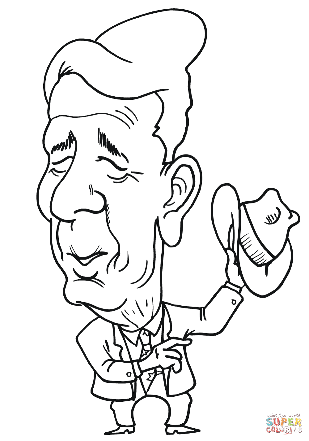 Ronald reagan caricature coloring page free printable coloring pages