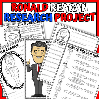 President ronald reagan unit study biography research coloring page