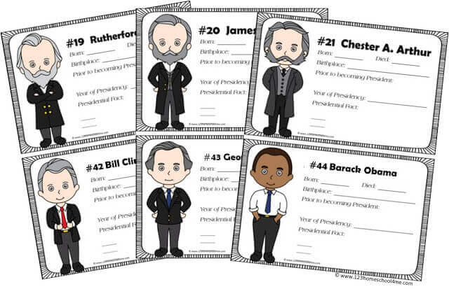 Ð free printable us presidents for kids mini