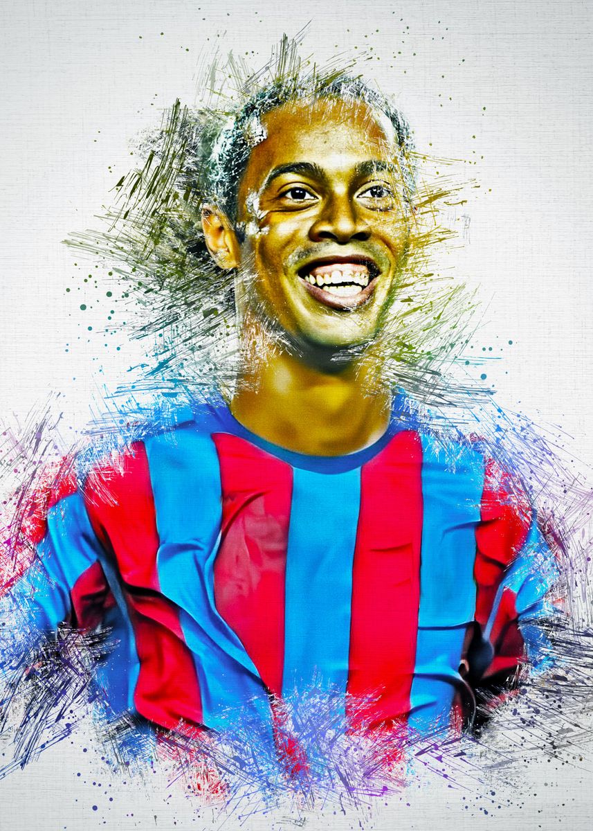 Ronaldinho pen color poster picture metal print paint by mas nono