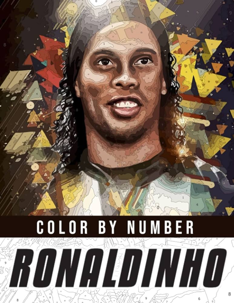 Ronaldinho color by number famous brazilian professional footballer illustration color number book for adults fans stress relief gift x with color chart in back side easy to color ellis dewey