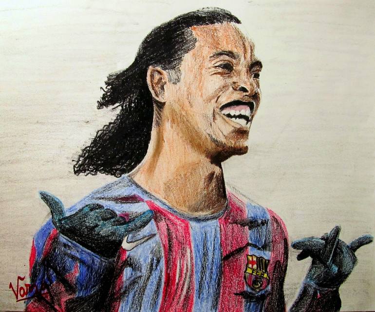 Ronaldinho drawing by varjavan dastoor saatchi art