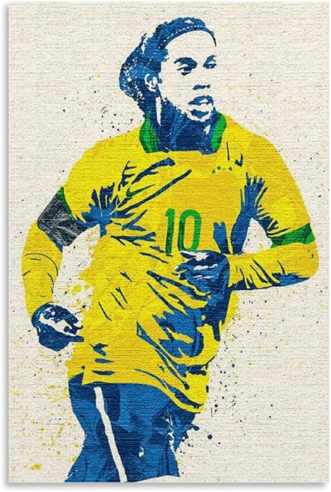 Nvas wall art print ronaldinho brazil poster soccer football picture for office decor painting walls artwork posters prints xxcm unframed home