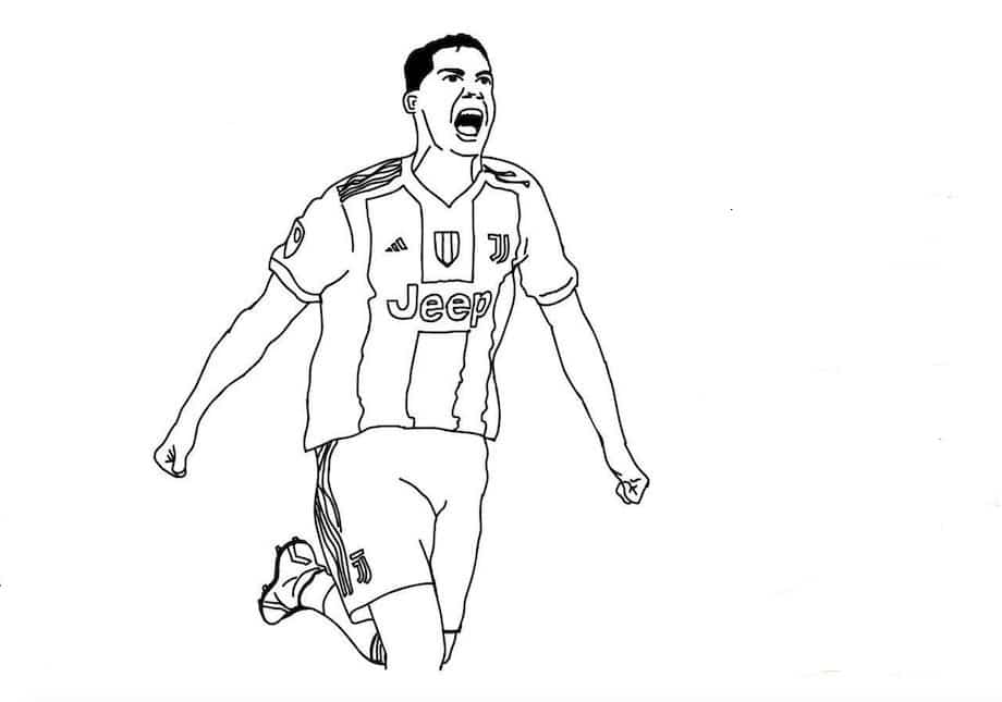 Ronaldo scoring a goal coloring page