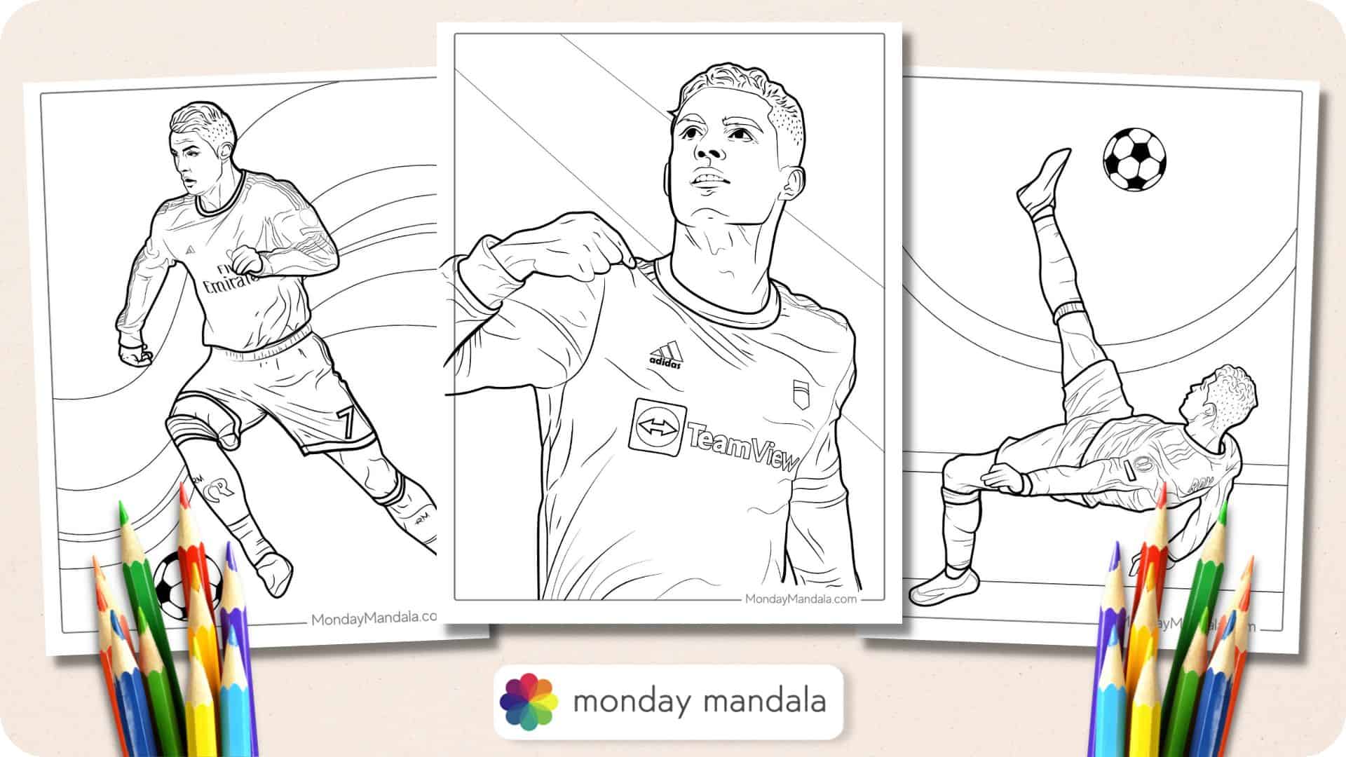 Ronaldo coloring pages free pdf printables