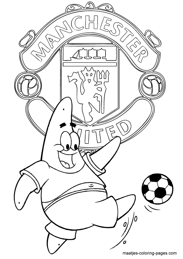 Manchester united patrick playing soccer free printable coloring page