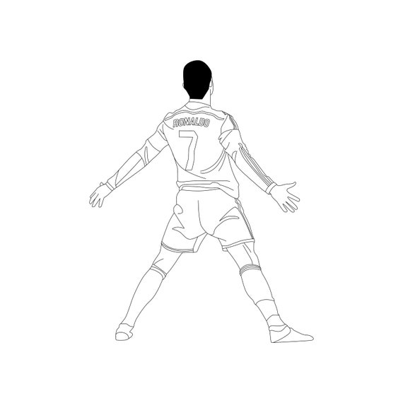 Cristiano ronaldo vector line drawing illustration digital vector line art vector files for laser engraving instant download