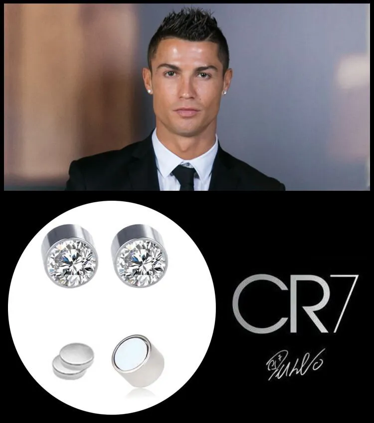 Mensboys ronaldo mm magnetic ct white gold plate cubic zirconia earrings