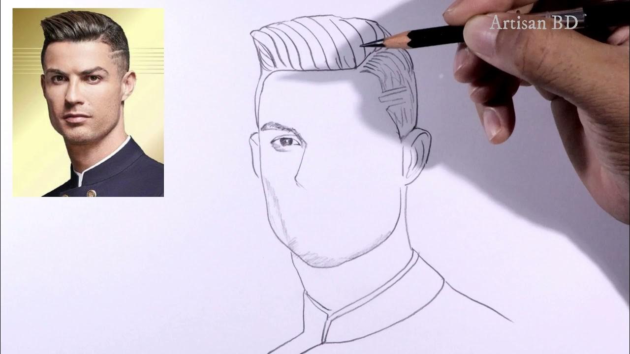 Drawing of sketch easy cristiano ronaldo draw cr football player from portugal