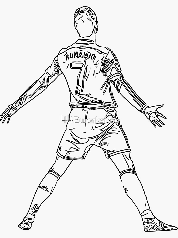 Cr cristiano ronaldo signature celebration line art black sticker for sale by workshop