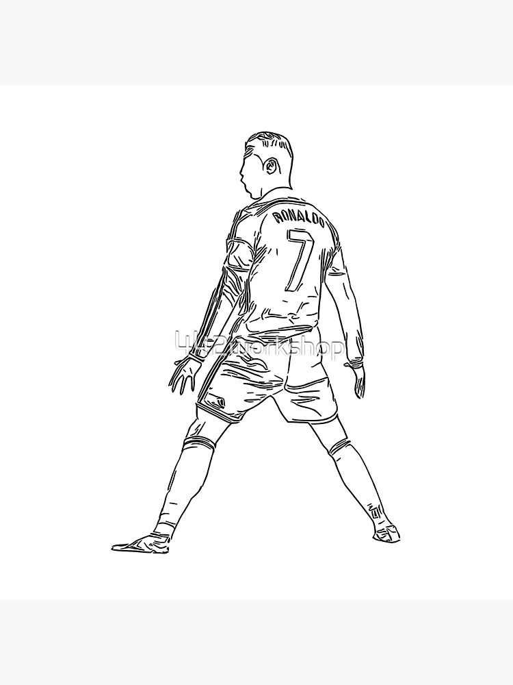 Ronaldo signature celebration line art black minimal photographic print for sale by workshop