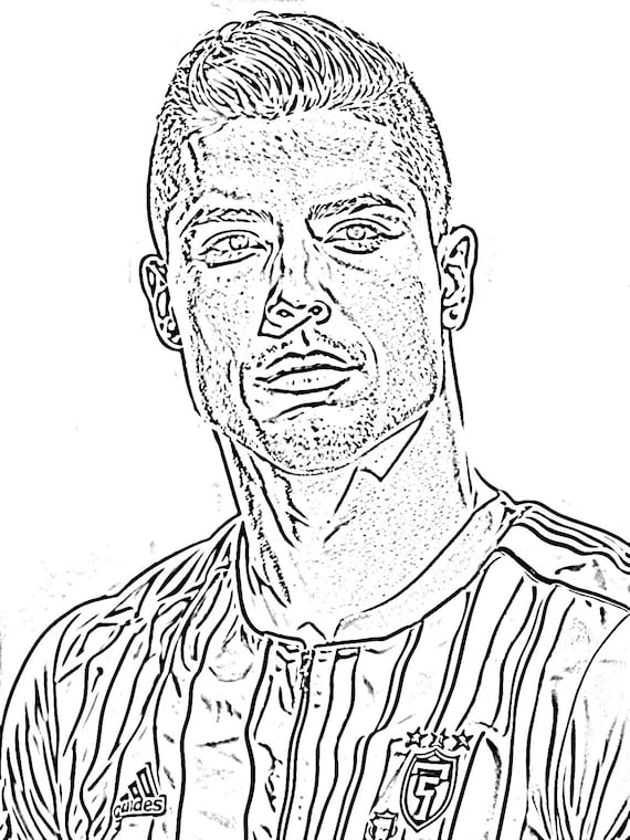 Printable coloring page ronaldo cr sketch book art for adults favourite character drawing download now